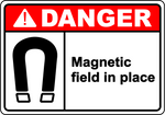 Danger magnetic field in place safety warning sign