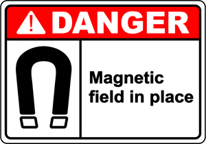 Danger magnetic field in place safety warning sign
