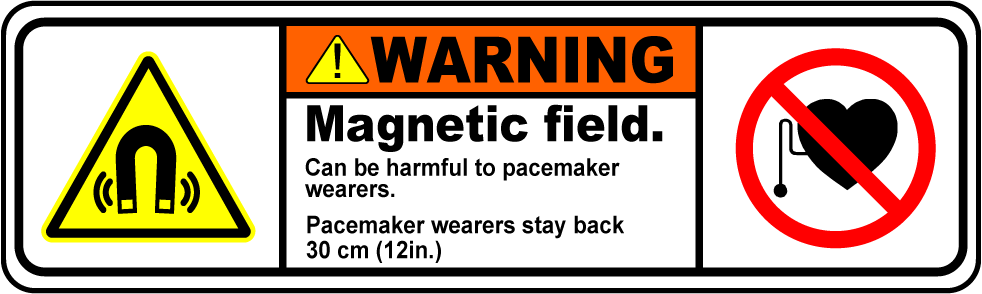 Magnetic field pacemaker 30cm polyester safety label