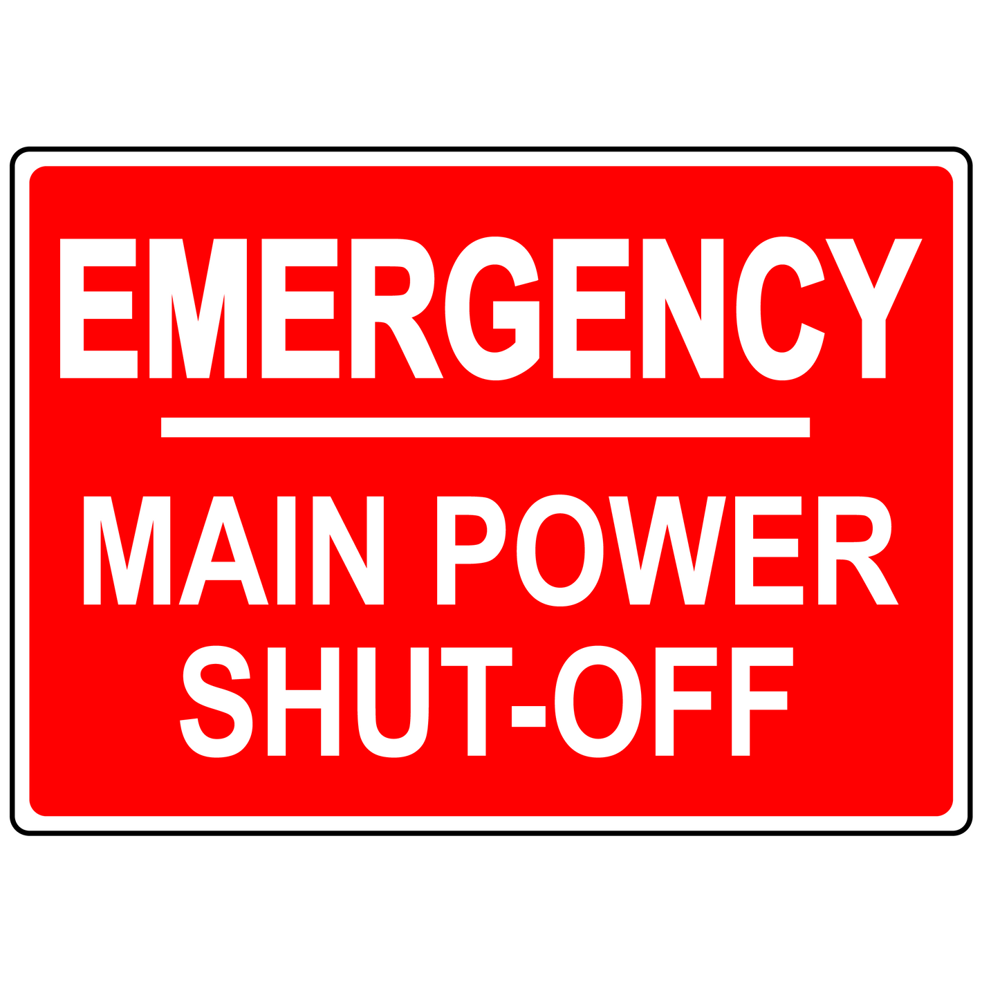 Emergency Main Power Shut-Off Sign