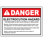 Danger maintain 10 foot clearance electrical power line safety sign