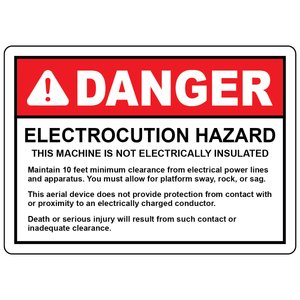 Danger maintain 10 foot clearance electrical power line safety sign