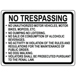 No trespassing multi rule enforcement safety sign