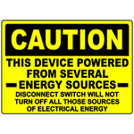 Caution multiple power sources electrical safety sign