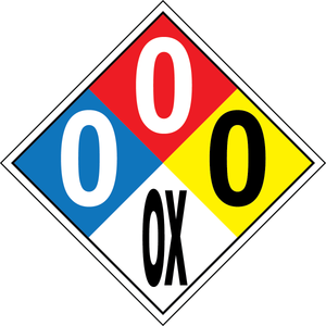 NFPA 0-0-0-OX oxygen oxidizer diamond sign
