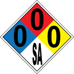 NFPA 0-0-0-SA nitrogen asphyxiant hazard sign
