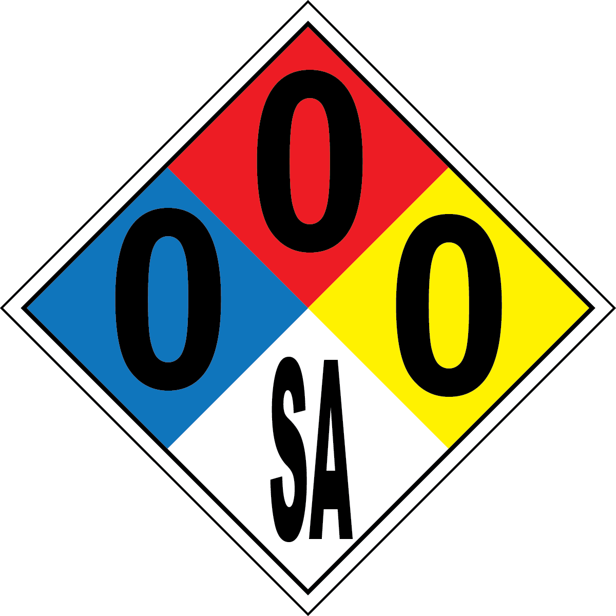 NFPA 0-0-0-SA nitrogen asphyxiant hazard sign