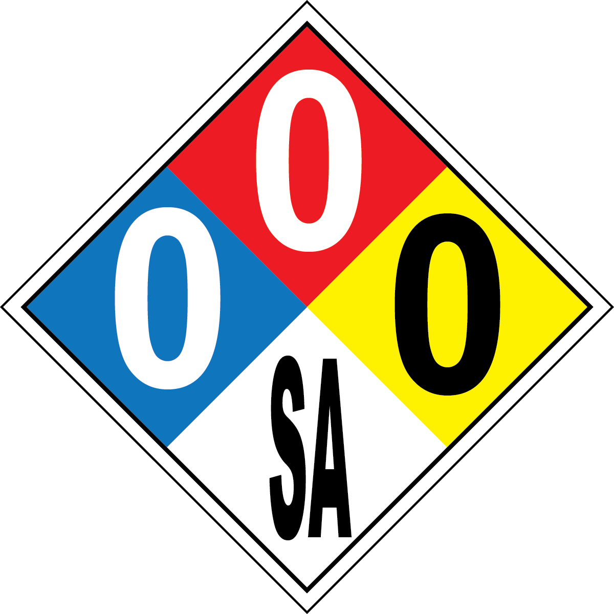 NFPA 0-0-0-SA nitrogen asphyxiant hazard sign