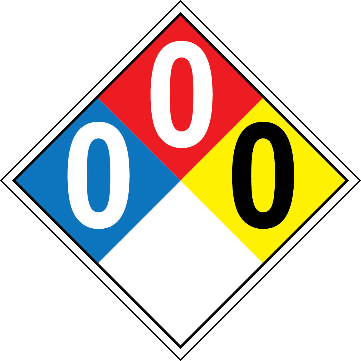 NFPA 0-0-0 argon gas hazard diamond safety sign