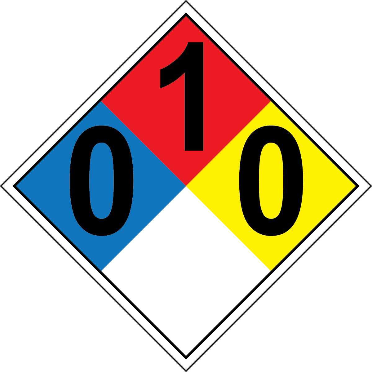NFPA 0-1-0 chemical hazard diamond safety sign