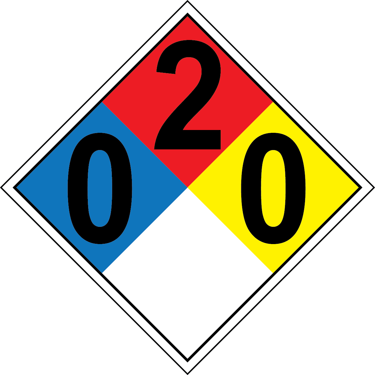 NFPA 0-2-0 chemical hazard diamond safety sign