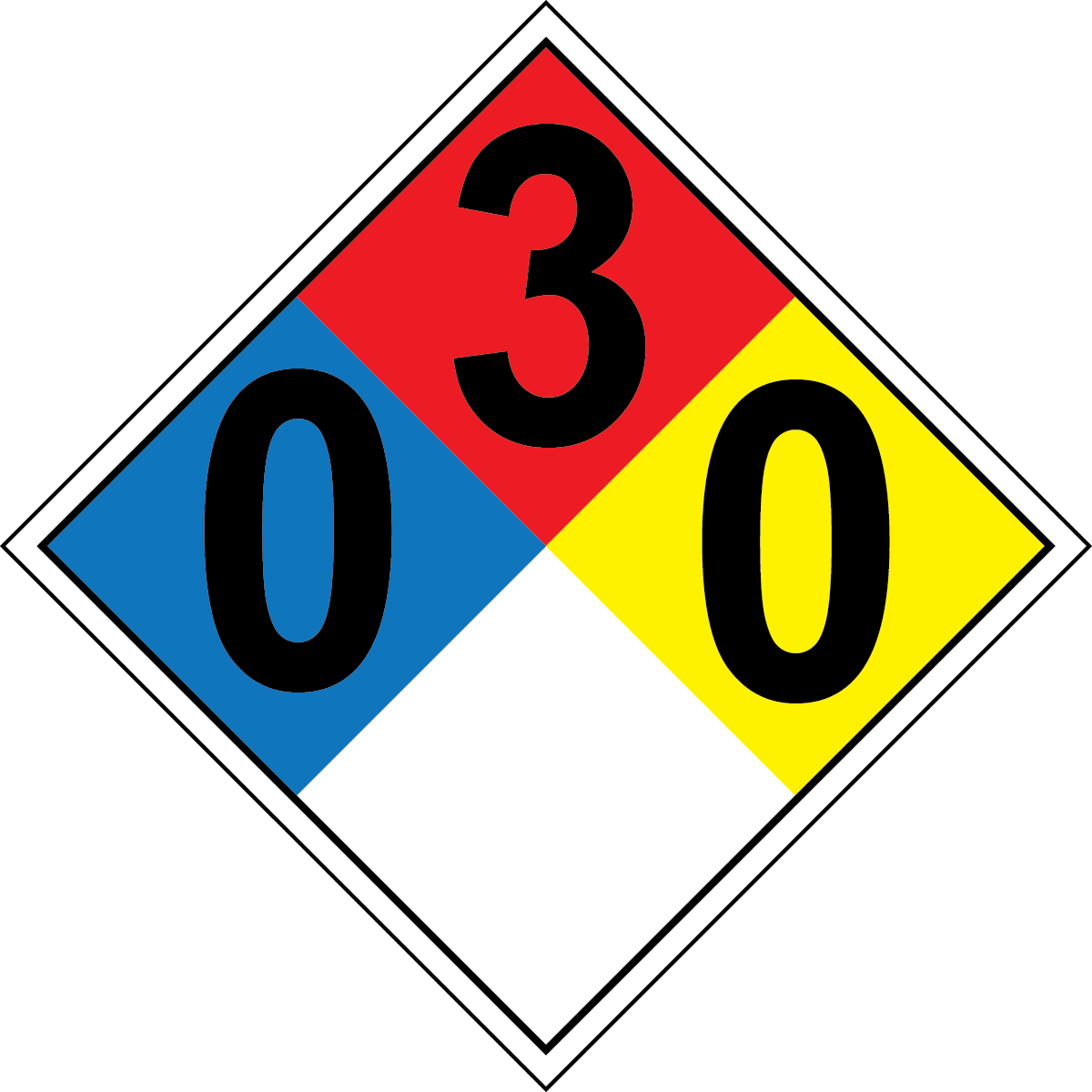 NFPA 0-3-0 chemical hazard diamond safety sign