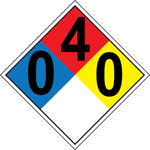 NFPA 0-4-0 chemical hazard diamond safety sign