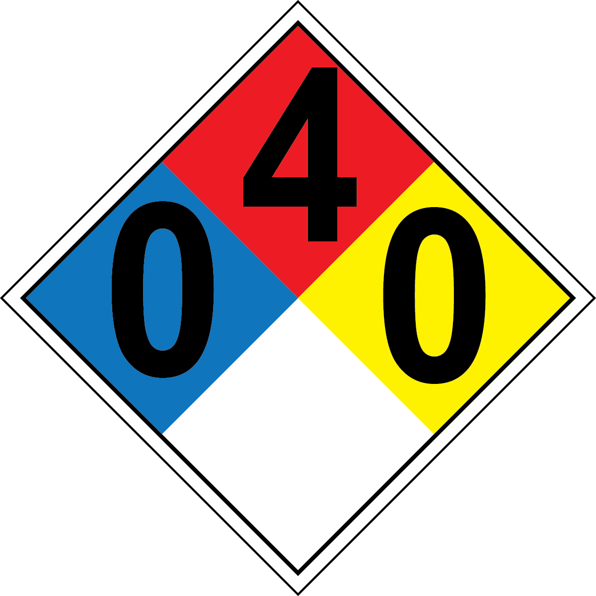 NFPA 0-4-0 chemical hazard diamond safety sign