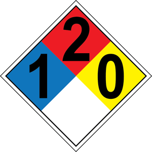 NFPA 1-2-0 diesel fuel hazard diamond sign