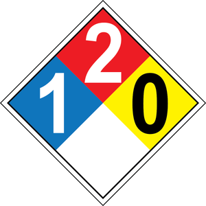 NFPA 1-2-0 diesel fuel hazard diamond sign