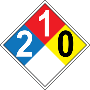 NFPA 2-1-0 chemical hazard diamond safety sign
