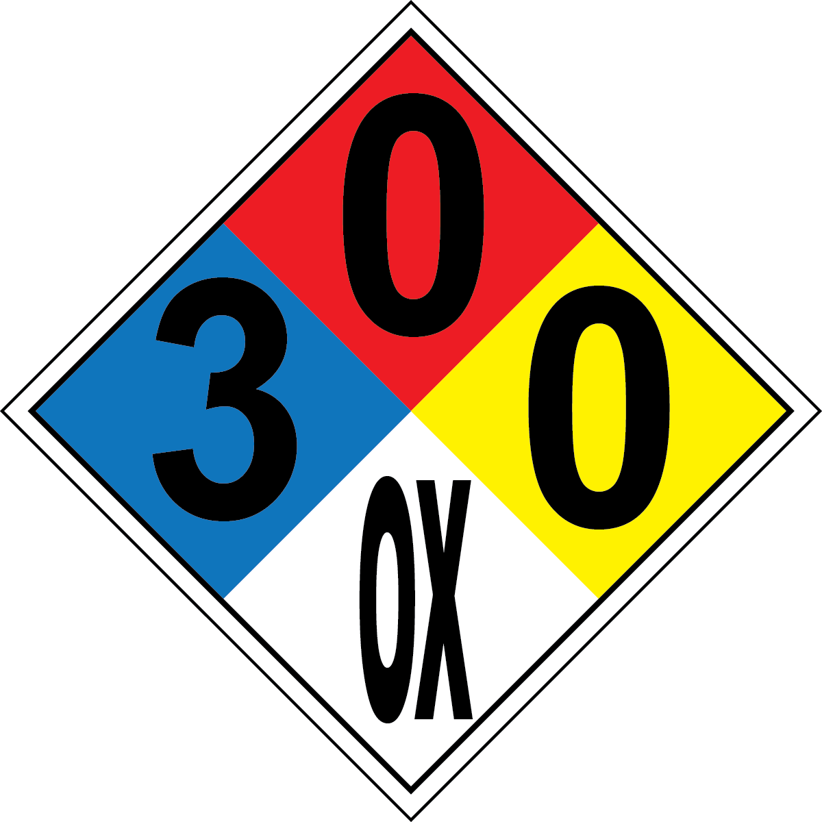 NFPA 3-0-0-OX oxygen oxidizer hazard sign