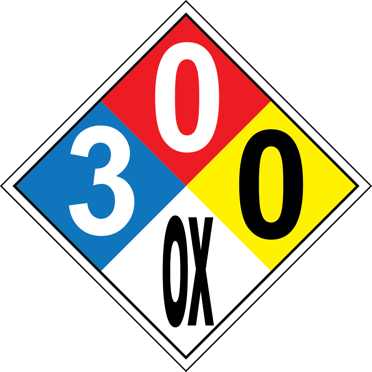 NFPA 3-0-0-OX oxygen oxidizer hazard sign