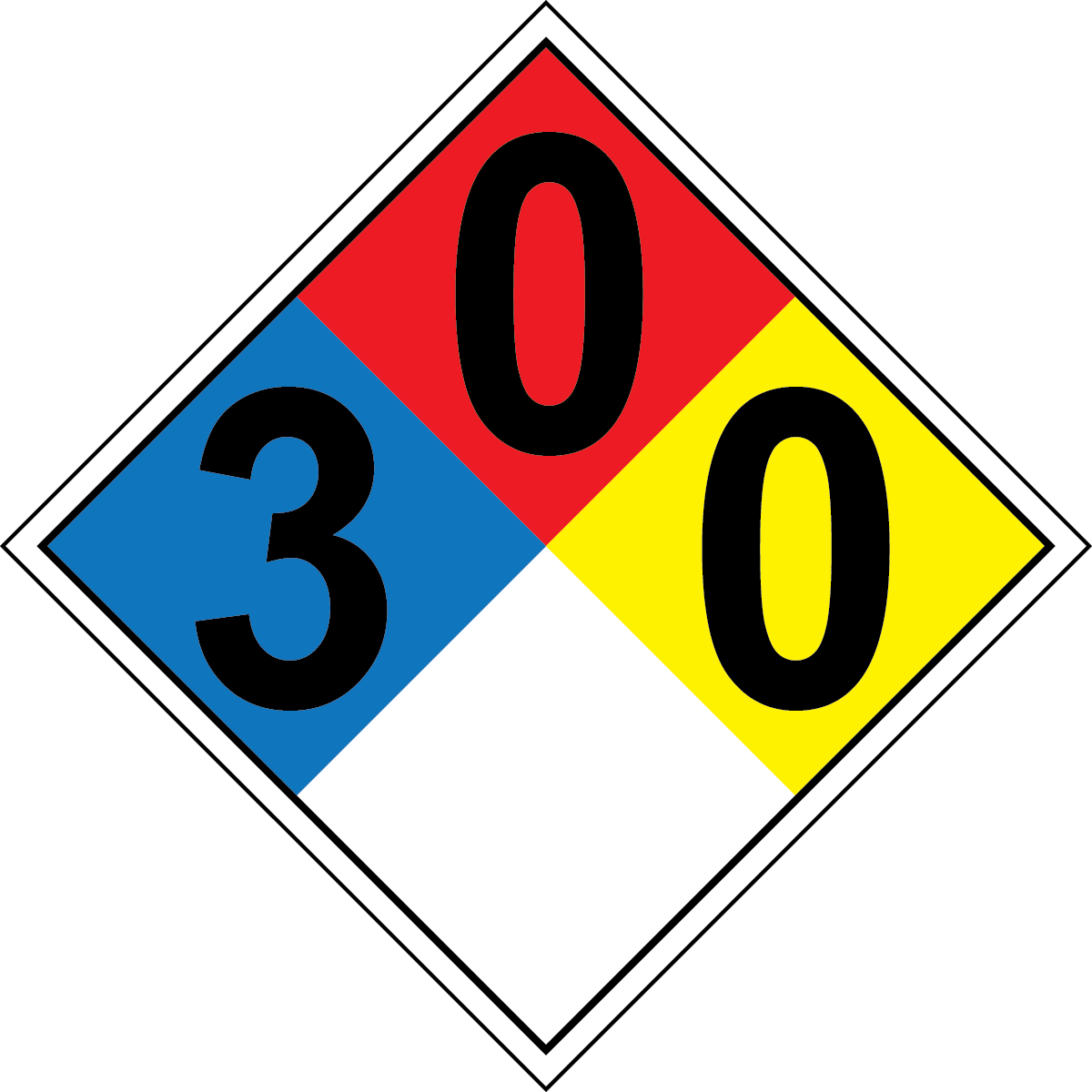 NFPA 3-0-0 chemical hazard diamond safety sign