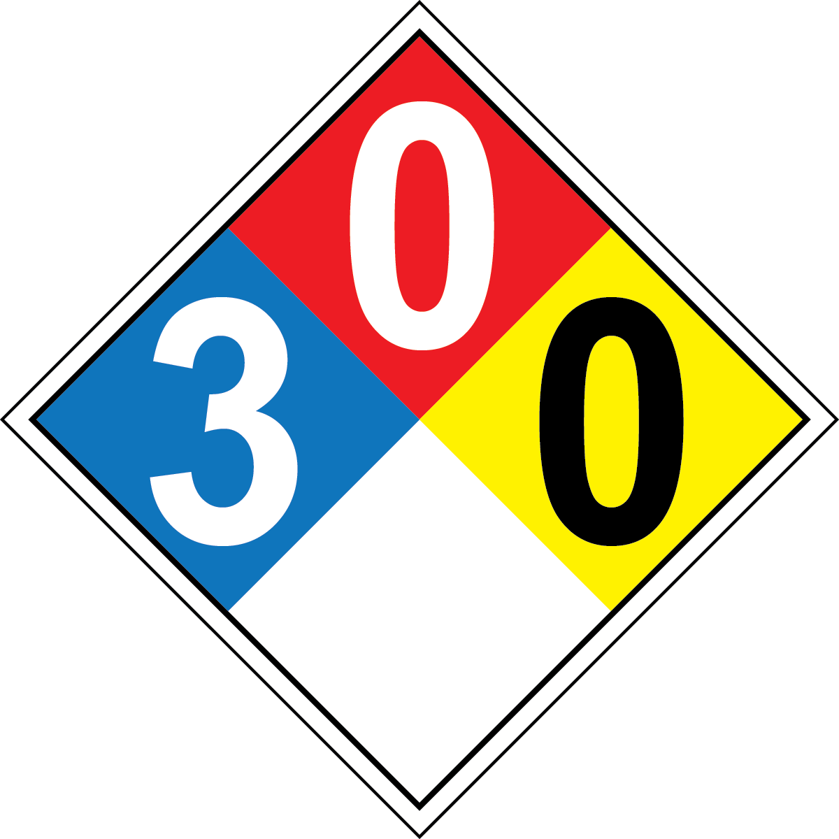 NFPA 3-0-0 chemical hazard diamond safety sign