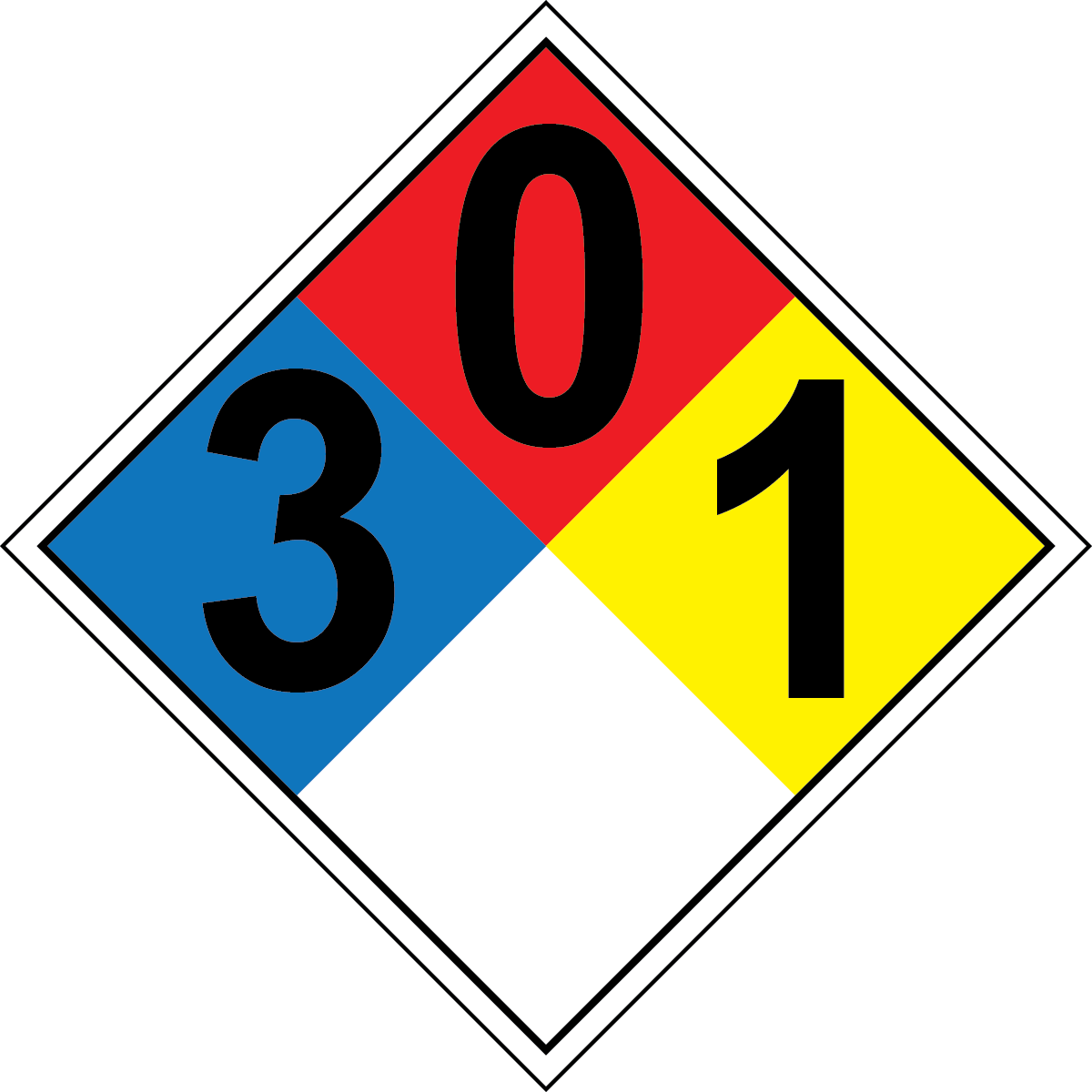 NFPA 3-0-1 chemical hazard diamond safety sign
