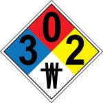 NFPA 3-0-2-no water hazard diamond safety sign