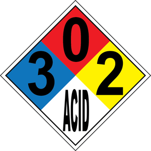 NFPA 3-0-2-ACID corrosive hazard diamond sign