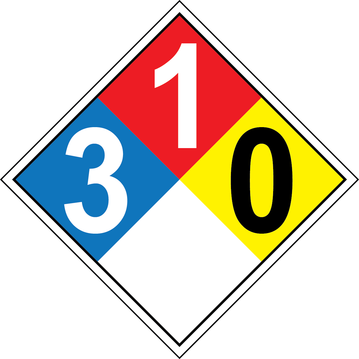 NFPA 3-1-0 ammonia hazard diamond safety sign