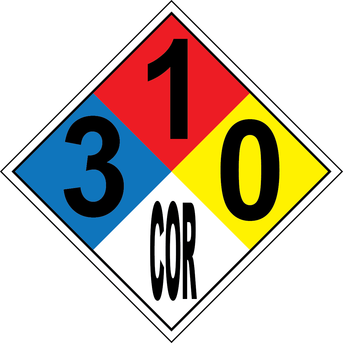 NFPA 3-1-0-COR ammonia corrosive hazard sign