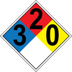 NFPA 3-2-0 chemical hazard diamond safety sign