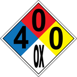 NFPA 4-0-0-OX chlorine oxidizer diamond sign