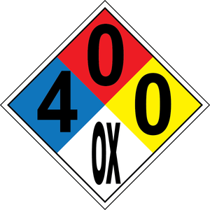 NFPA 4-0-0-OX chlorine oxidizer diamond sign