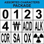NFPA 704 diamond numbers and characters package for hazard labeling