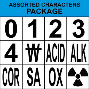 NFPA 704 diamond numbers and characters package for hazard labeling