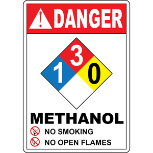 NFPA Methanol 1-3-0 sign for chemical hazard identification