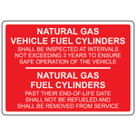 Natural gas fuel cylinders inspection instructions safety sign for CNG vehicles