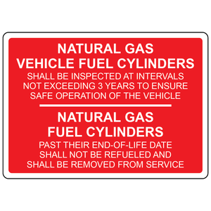 Natural gas fuel cylinders inspection instructions safety sign for CNG vehicles