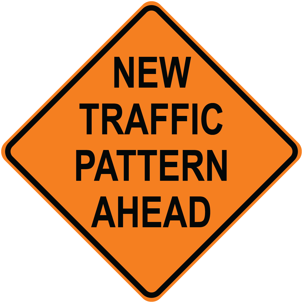 New traffic pattern ahead diamond aluminum warning sign