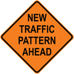 New traffic pattern ahead diamond aluminum warning sign