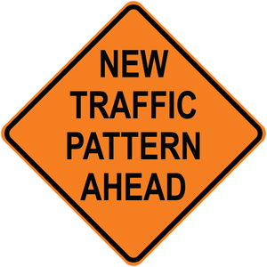 New traffic pattern ahead diamond aluminum warning sign