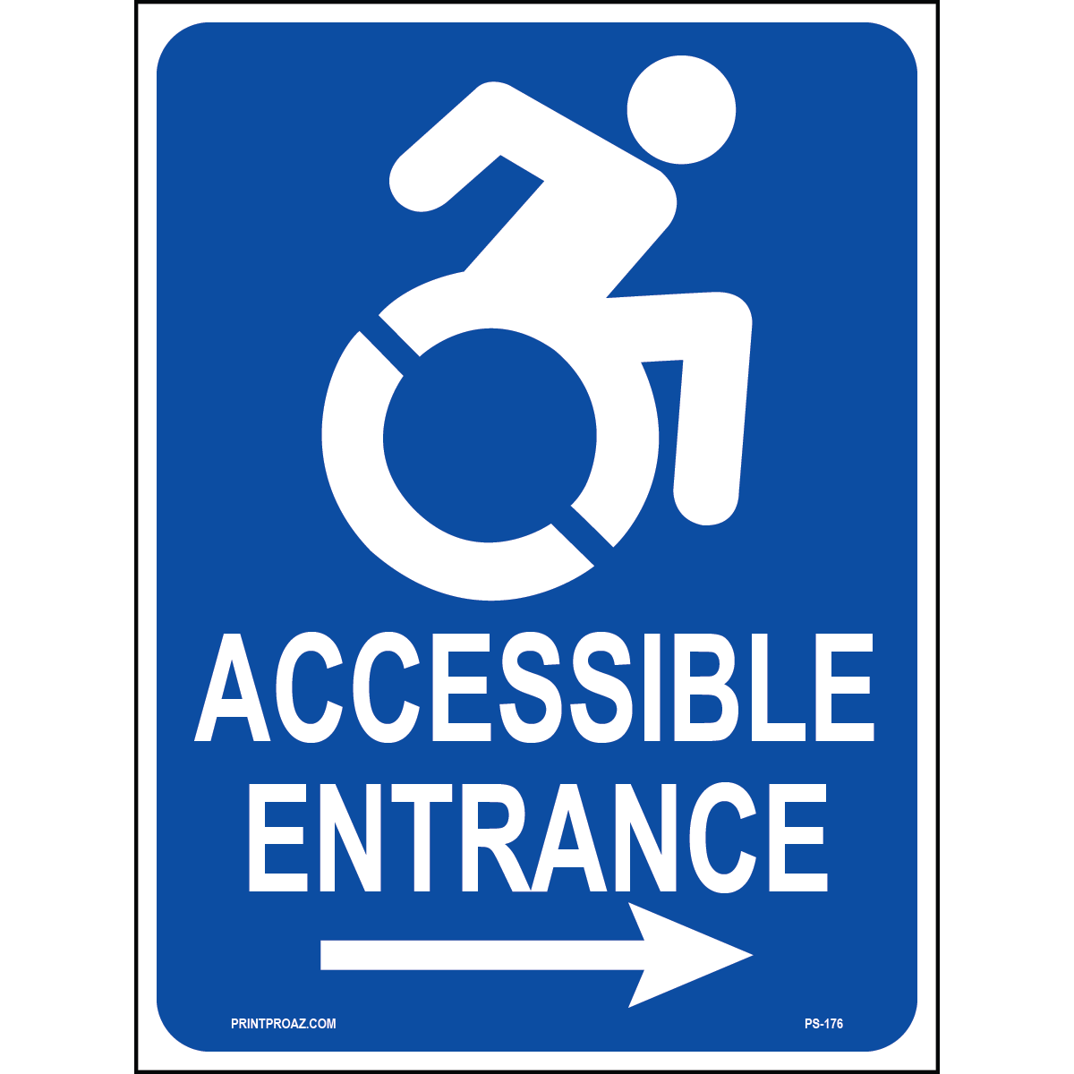 New York Accessible Parking Sign (Accessible Entrance Arrow Right), Aluminum, PS-176