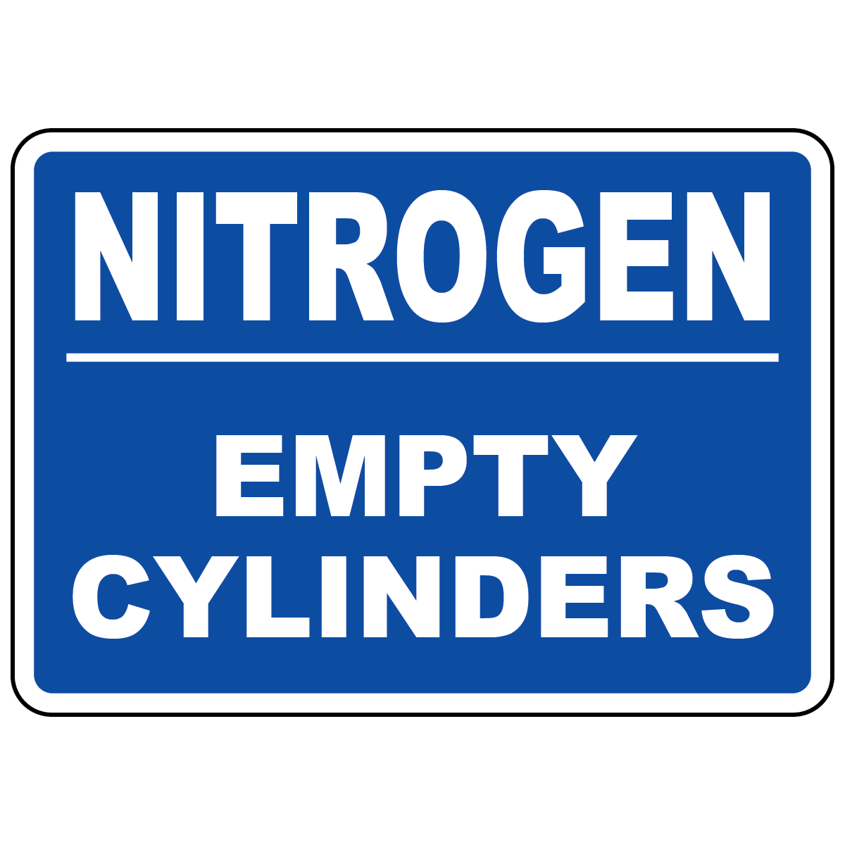 Nitrogen empty cylinders status sign for compressed gas storage identification