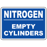 Nitrogen empty cylinders status sign for compressed gas storage identification