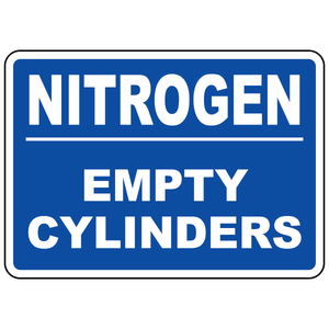 Nitrogen empty cylinders status sign for compressed gas storage identification