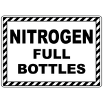 Nitrogen full bottles status sign for compressed gas storage identification