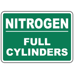 Nitrogen full cylinders status sign for compressed gas storage identification