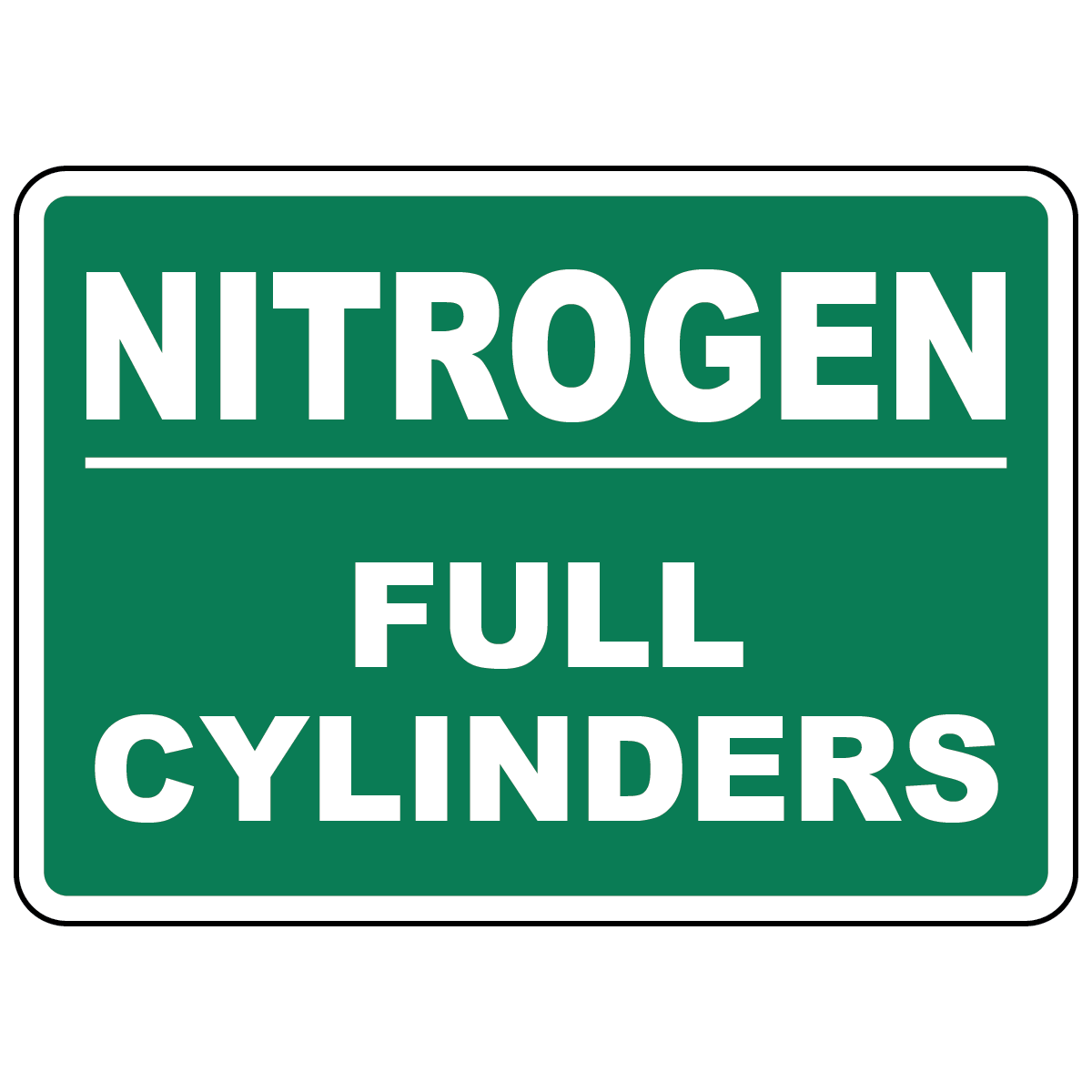 Nitrogen full cylinders status sign for compressed gas storage identification