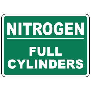 Nitrogen full cylinders status sign for compressed gas storage identification