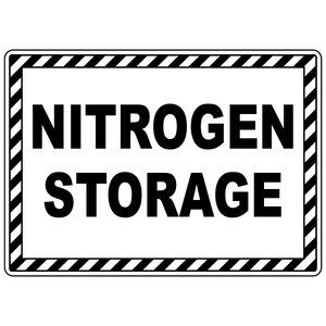 Nitrogen storage sign for identifying compressed gas cylinder storage areas safely